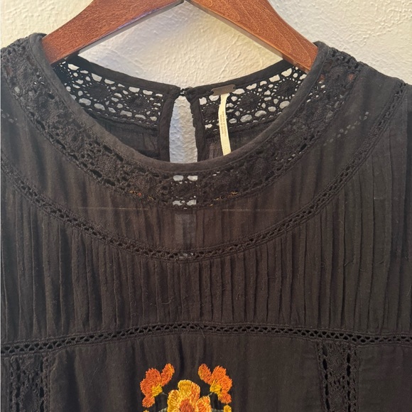 Free People Victorian Embroidered Dress Black Orange - Picture 7 of 8